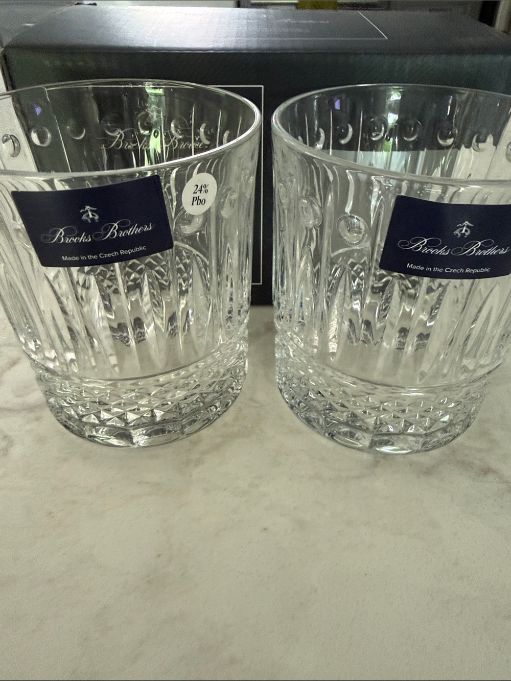 Brooks Brothers Clear Crystal Double Old Fashioned Whiskey Glasses - Clear - Picture 9 of 11